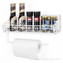 Metal White Mesh Kitchen Paper Rack for Wall